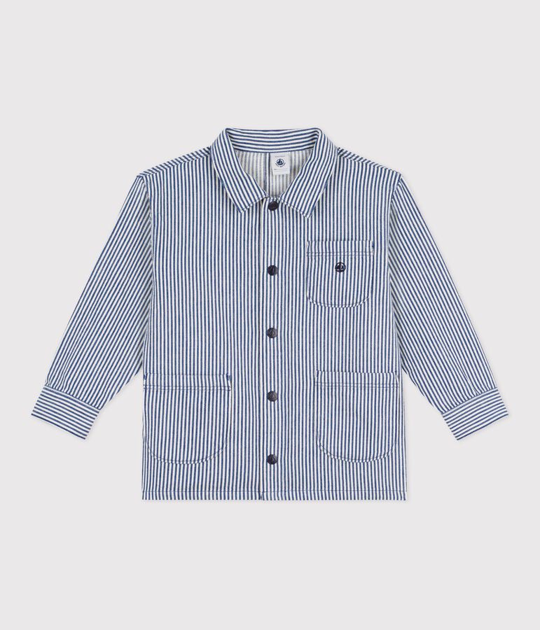 Children's stripy cotton jacket blue/white