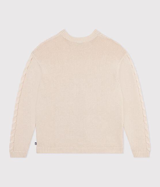 Women's plain cable-knit wool and cotton jumper AVALANCHE Ecru
