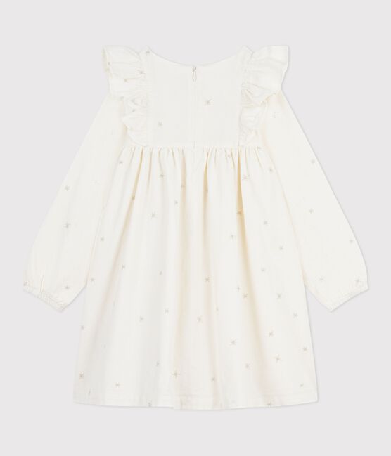 Children's long-sleeved plain corduroy dress MILK Ecru/ARGENT