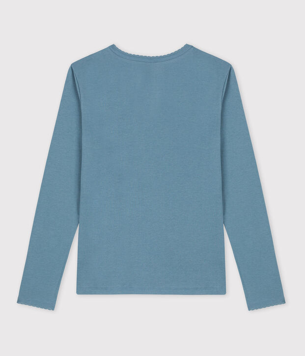 Women's Iconic Organic Cotton T-Shirt With Decorative Stitching blue