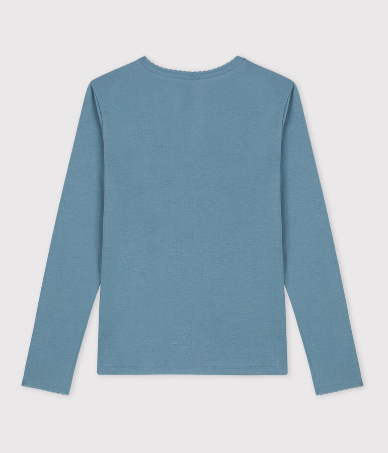 Women's Iconic Organic Cotton T-Shirt With Decorative Stitching blue