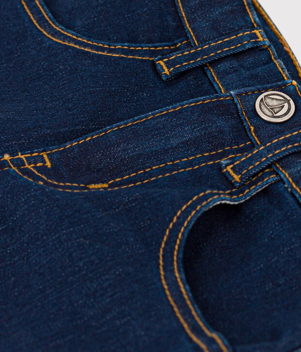 Girls' slim fit denim trousers blue