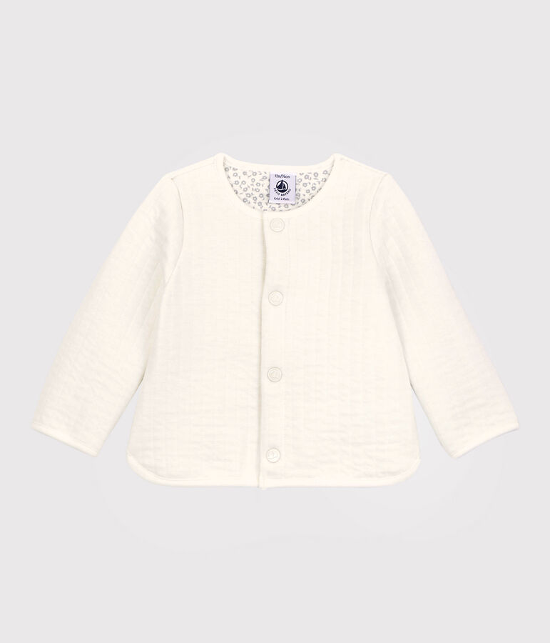 Babies' Quilted Tube Knit Cardigan white