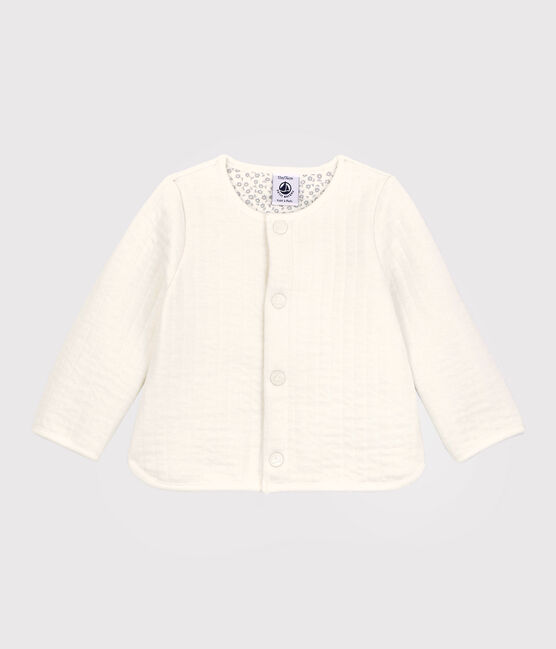 Babies' Quilted Tube Knit Cardigan MARSHMALLOW white