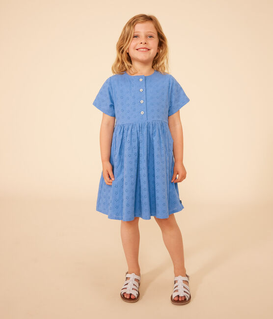 Girls' Short-sleeved English embroidery Dress GAULOISE blue