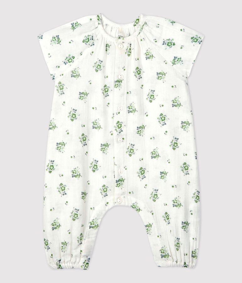 Babies' Organic Cotton Gauze Floral Print Long Playsuit white/multicolor