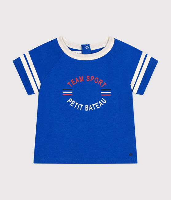 Babies' short-sleeved fine jersey T-shirt CALVIN blue