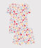 Children's Short Floral Print Cotton Pyjamas MARSHMALLOW white/MULTICO white