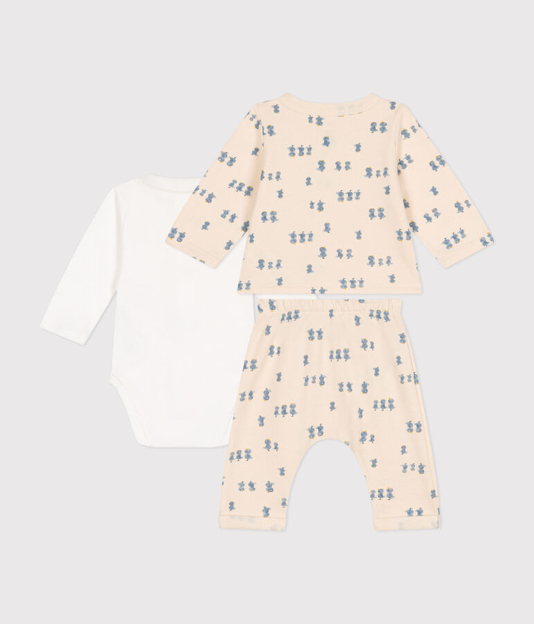 Babies' 3-piece fleece outfit Ecru/multicolor