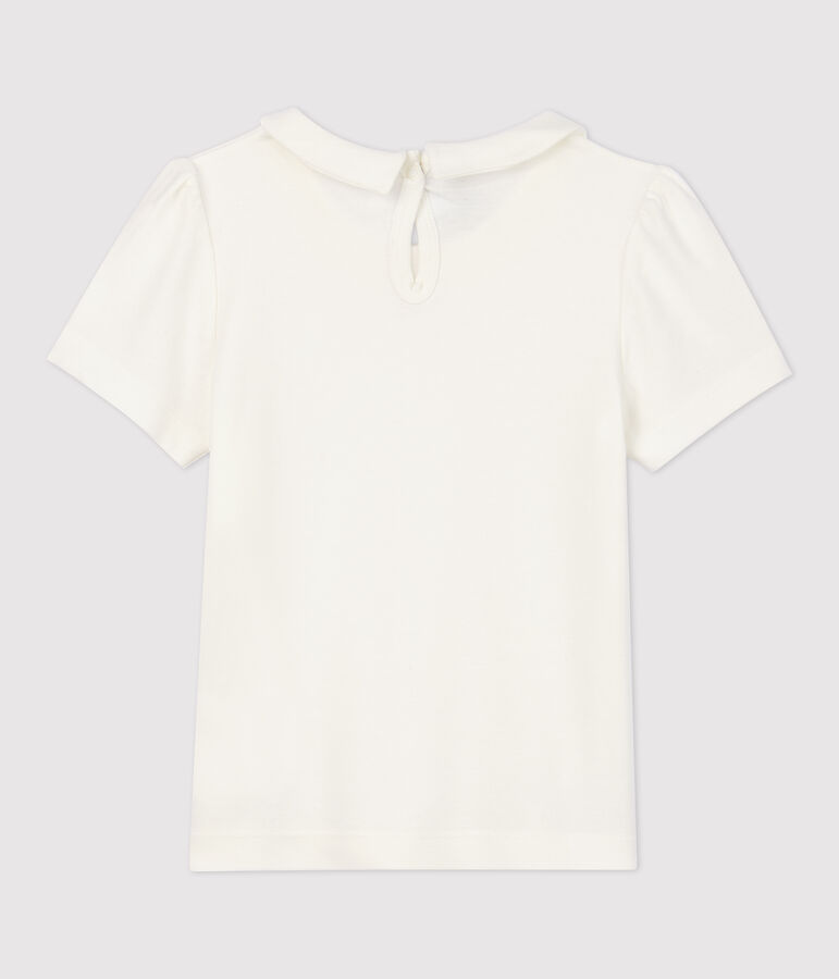 Girls' Short-Sleeved Cotton T-Shirt MARSHMALLOW white