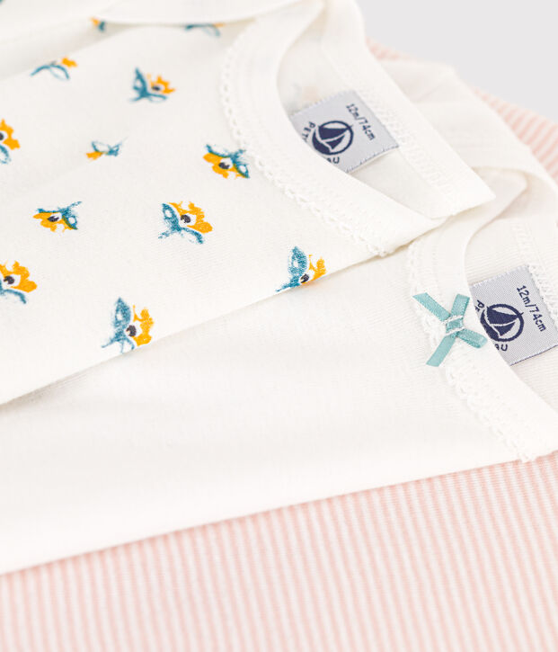 Babies' Floral Long-Sleeved Cotton Bodysuits - 3-Pack multicolor