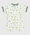 Babies' short-sleeved surf print cotton playsuit MARSHMALLOW white/MULTICO white