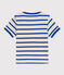 Babies' Stripy Ribbed Short-Sleeved T-Shirt AVALANCHE blue/PERSE white