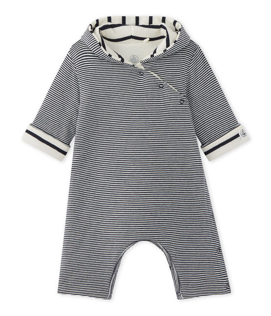 Baby milleraies-striped hooded all-in-one SMOKING blue/LAIT white