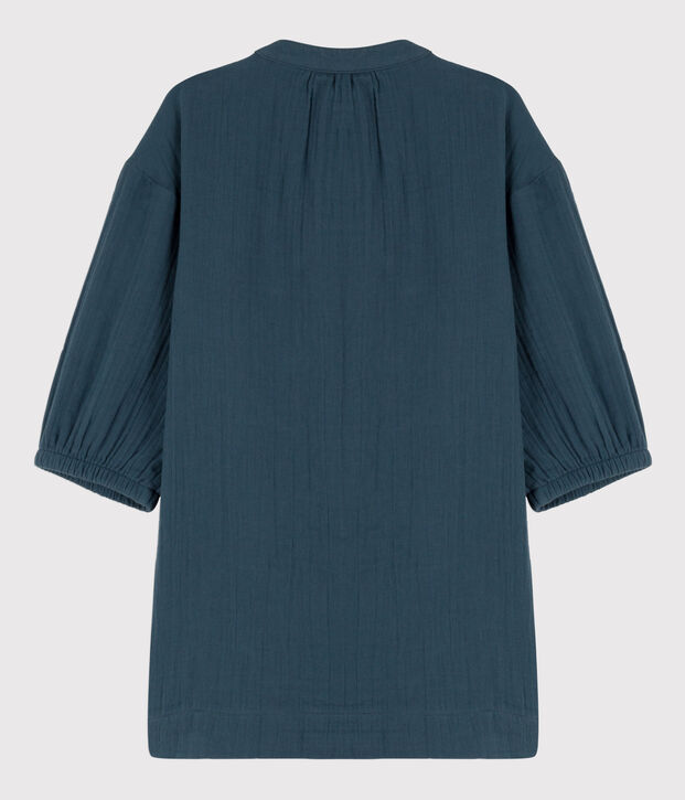 Girls' Long-Sleeved Cotton Gauze Dress grey