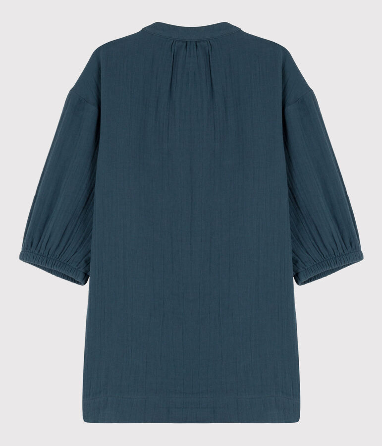 Girls' Long-Sleeved Cotton Gauze Dress grey