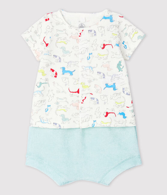 Babies' Colourful Puppies Organic Cotton Terry - 2-Pack MARSHMALLOW white/MULTICO white