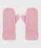 Children's knitted polar fleece-lined mittens CHARME pink