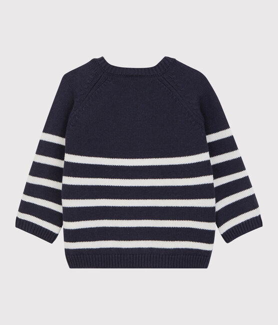 Babies' Wool/Cotton Jumper SMOKING blue/MARSHMALLOW white