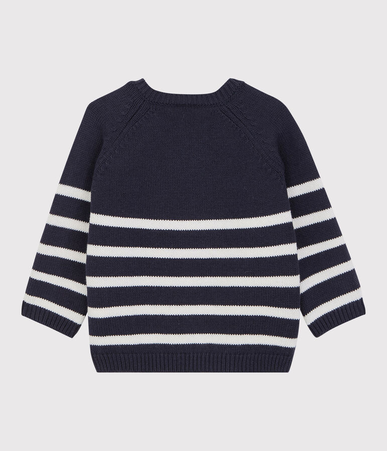 Babies' Wool/Cotton Jumper blue/white