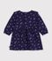 Babies' long sleeved floral-print cotton dress blue/multicolor