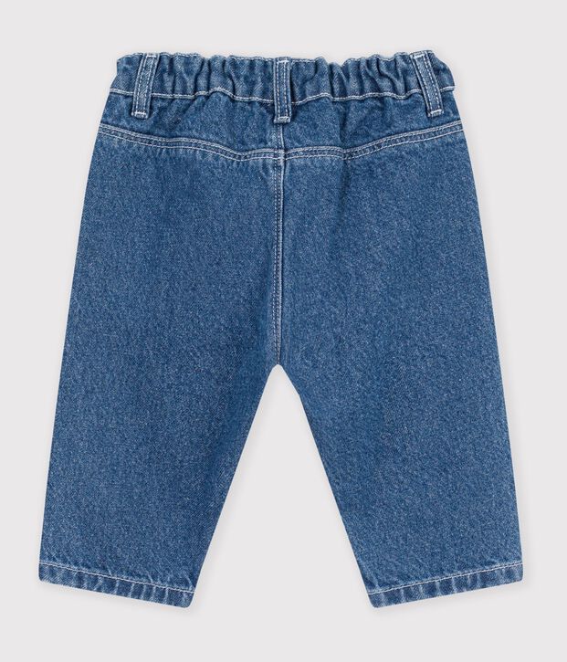 Babies' plain denim trousers blue
