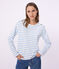 Women's stripy cotton Breton top MARSHMALLOW blue/FLO
