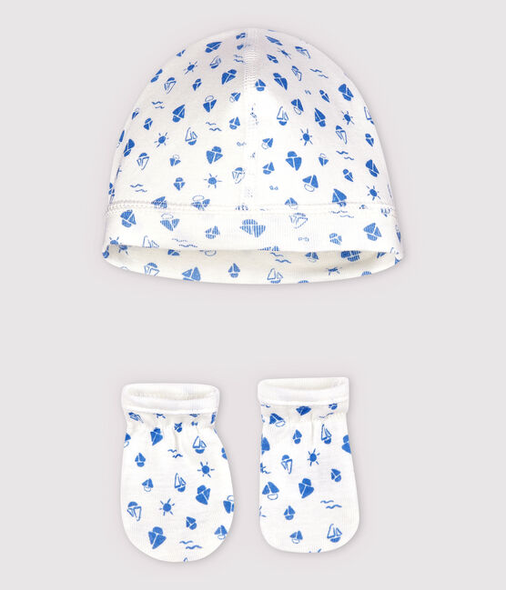 Newborn Babies' Organic Cotton Boat Bonnet and Mittens Set variante 1