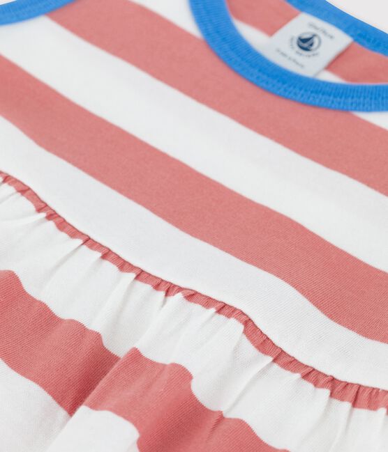 Babies' Sleeveless Striped Jersey Dress PAPAYE pink/MARSHMALLOW