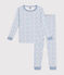 Children's fitted rocket-pattern printed cotton pyjamas MARSHMALLOW white/MULTICO white