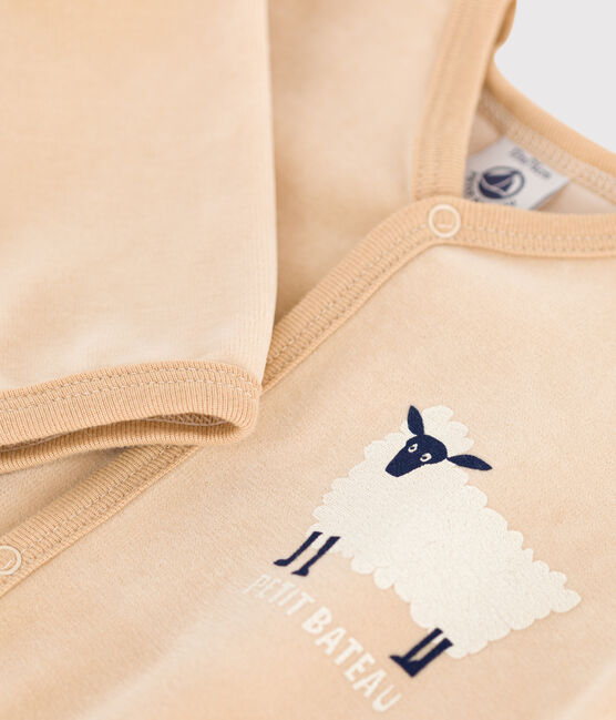 Babies' Sleep Themed Velour Sleepsuit TRENCH beige
