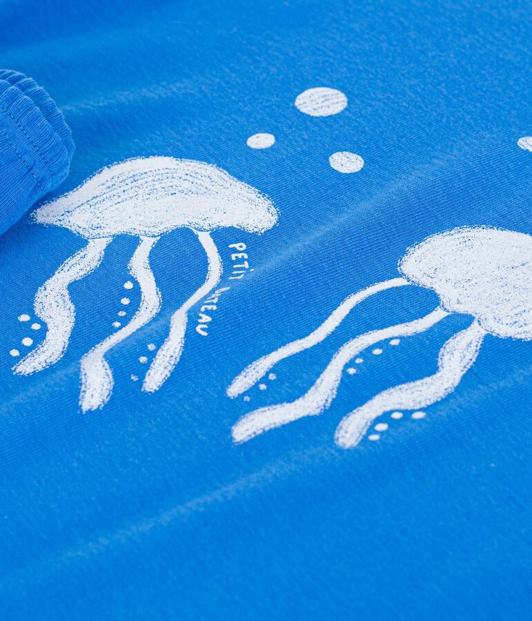 Children's short jellyfish pattern cotton pyjamas blue