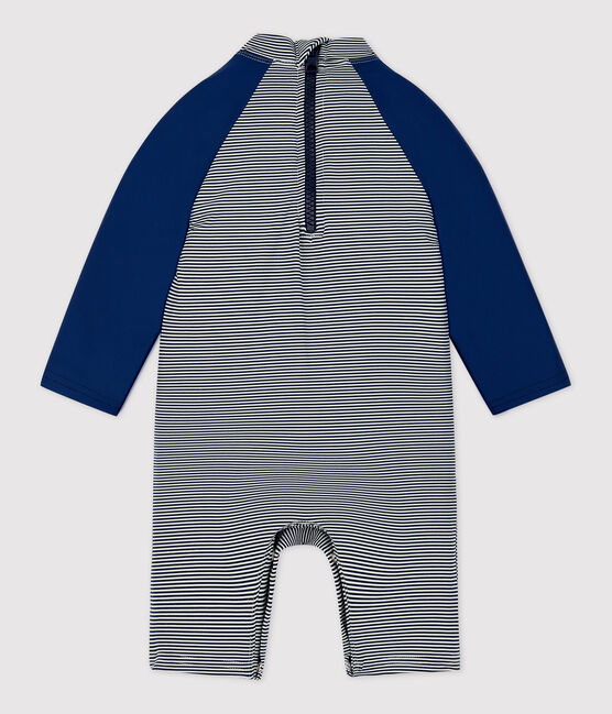 Babies' UV-Resistant Recycled Fabric Jumpsuit MEDIEVAL blue/MARSHMALLOW white