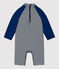 Babies' UV-Resistant Recycled Fabric Jumpsuit MEDIEVAL blue/MARSHMALLOW white