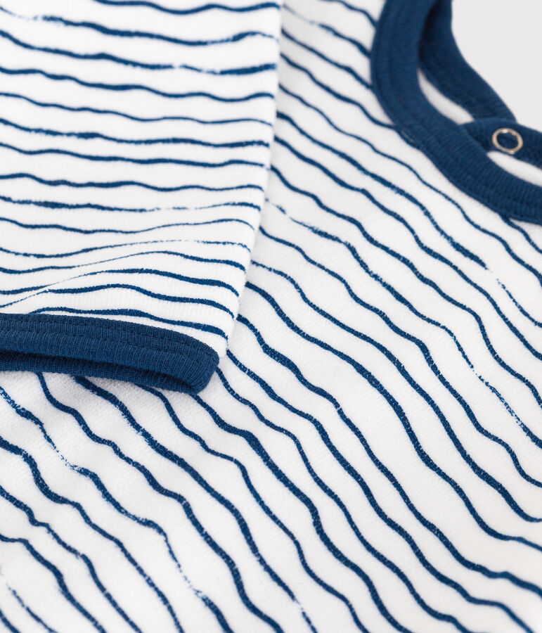 Babies' velour sleepsuit ECUME white/INCOGNITO