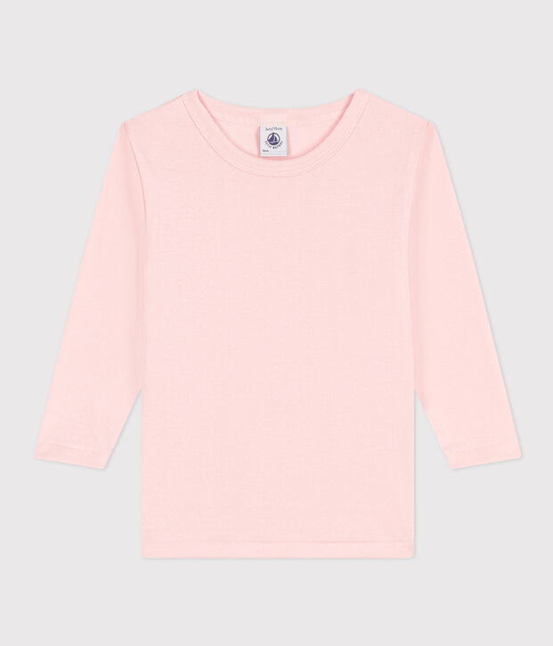 Little girls' long-sleeved cotton T-shirt pink