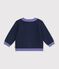 Babies' jaquard heart pattern cardigan knitted in wool and cotton blue/multicolor