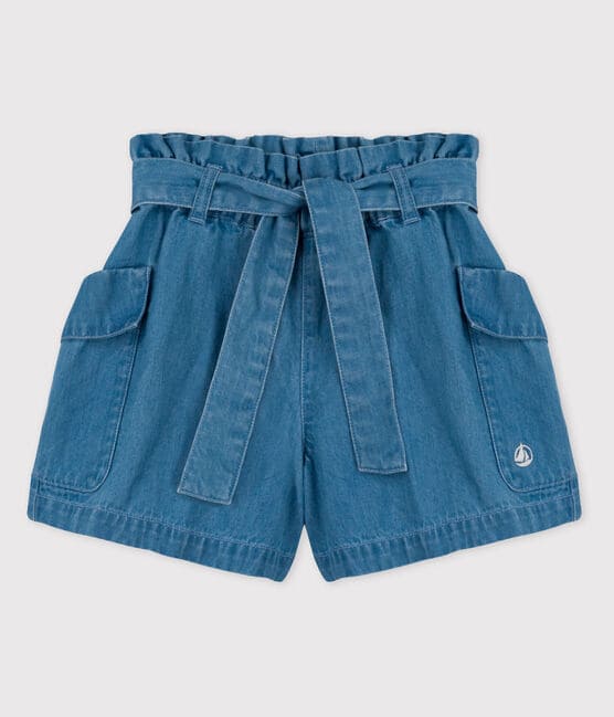 Girls' Organic Denim Shorts DENIM CLAIR blue