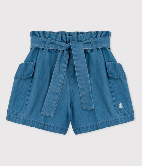 Girls' Organic Denim Shorts DENIM CLAIR blue