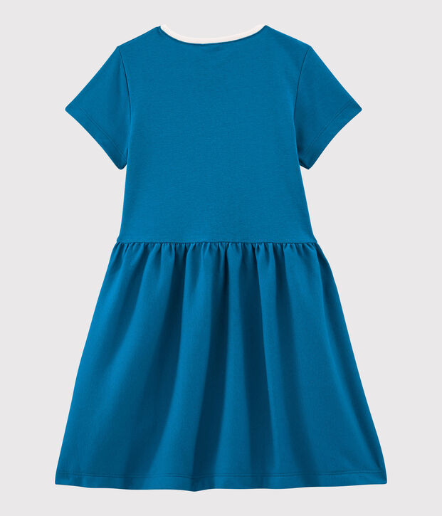 Girls' Short-Sleeved Cotton Dress blue