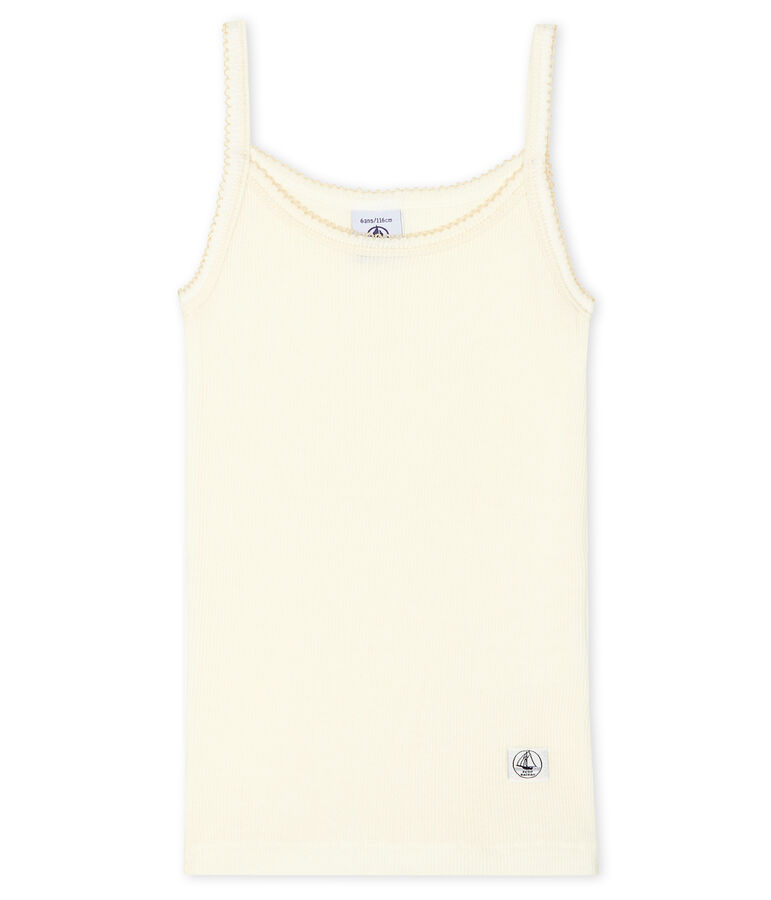 Girls' Strappy Top in Cotton/Wool/Silk white