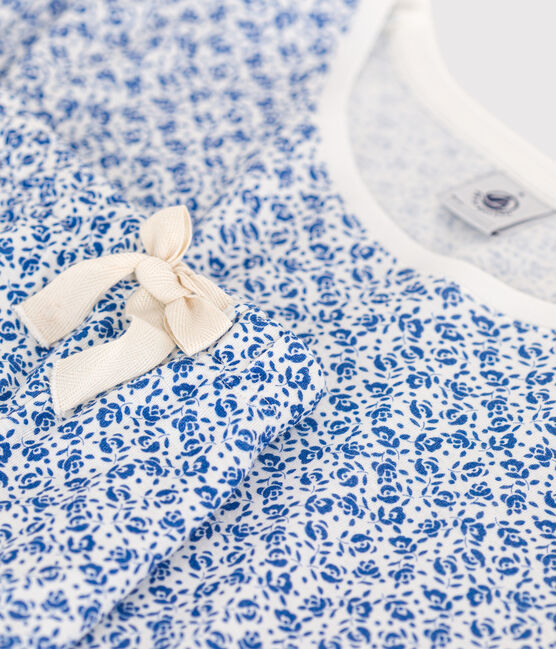 Women's Floral-pattern Cotton Pyjama Shorts and T-shirt MARSHMALLOW blue/INCOGNITO