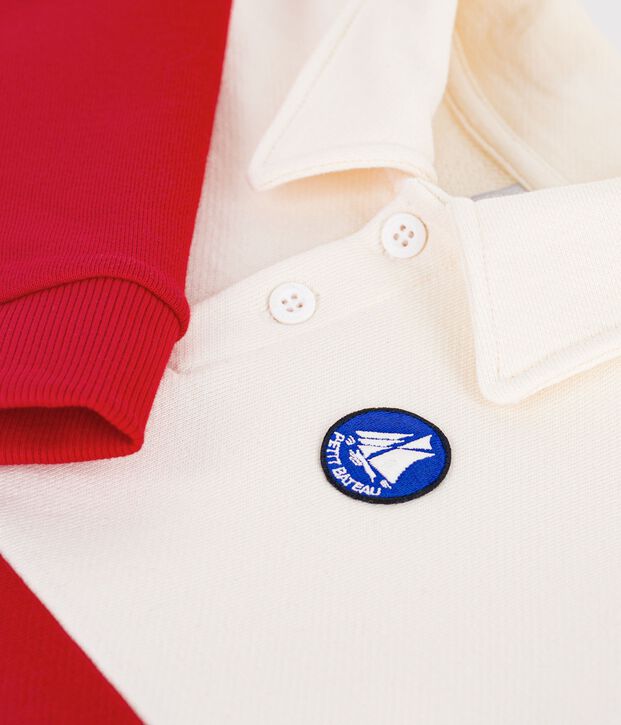 Children's polo-style cotton sweatshirt red/red