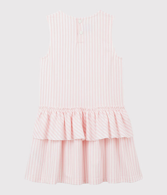 Girls' Sleeveless Jersey Dress MINOIS pink/MARSHMALLOW white