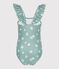 Children's one-piece floral swimsuit PAUL blue/MARSHMALLOW white