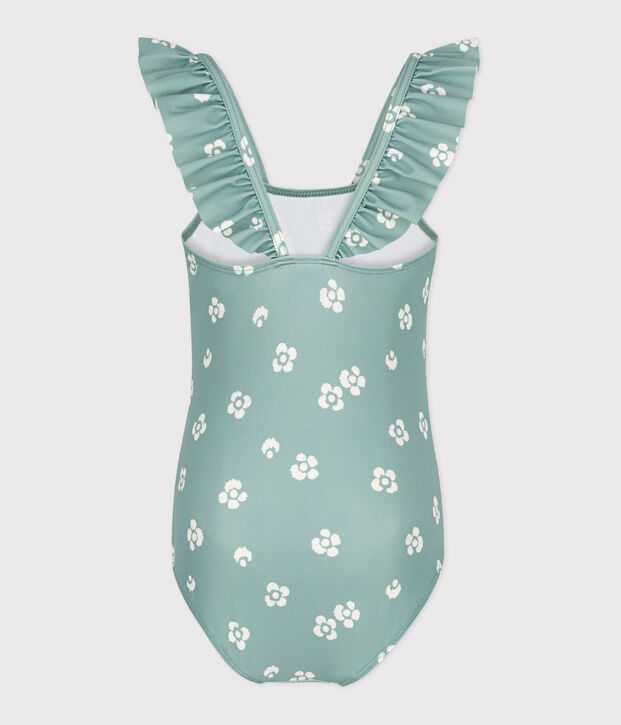 Children's one-piece floral swimsuit green/white