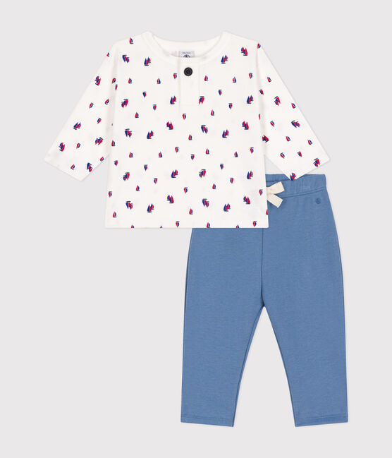 Babies' cotton fleece dungarees and T-shirt variante 1