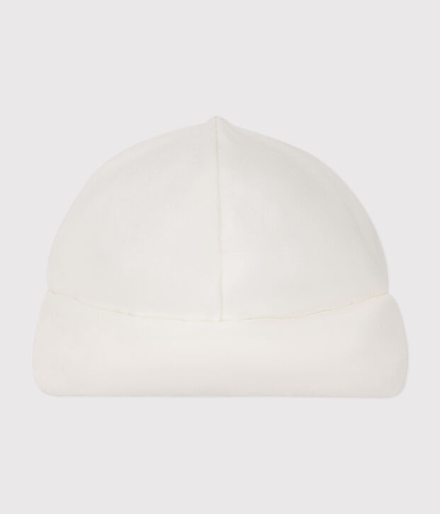 Newborn babies' terry velour bonnet white
