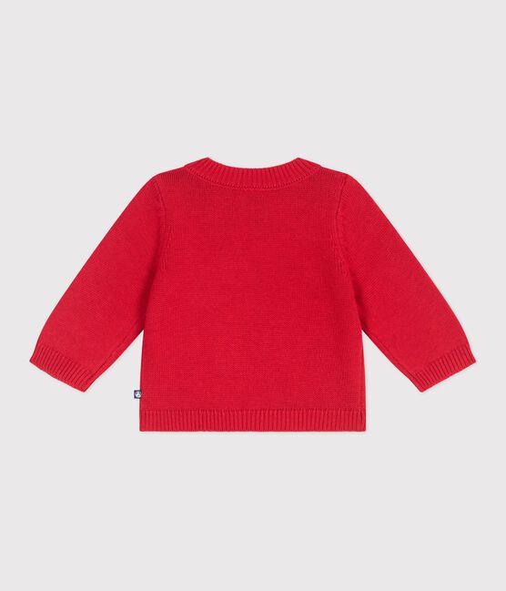 Babies' jumper in a wool and cotton knit with a horse design TERKUIT red/AVALANCHE