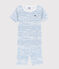 Boys' Snugfit Wave Print Cotton Short Pyjamas MARSHMALLOW white/COOL blue